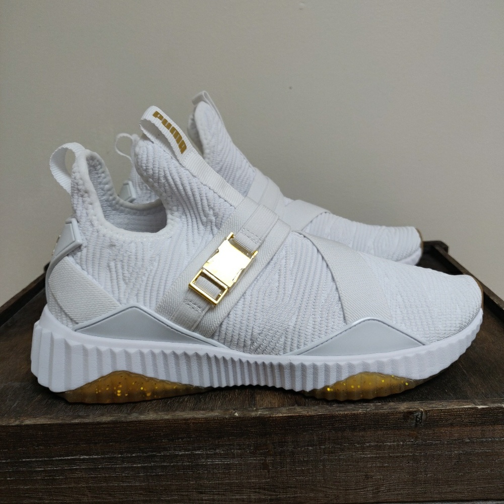 Puma Defy Mid Womens Sneakers White Metallic Gold